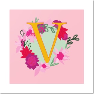 Monogram V, Personalized Initial Posters and Art